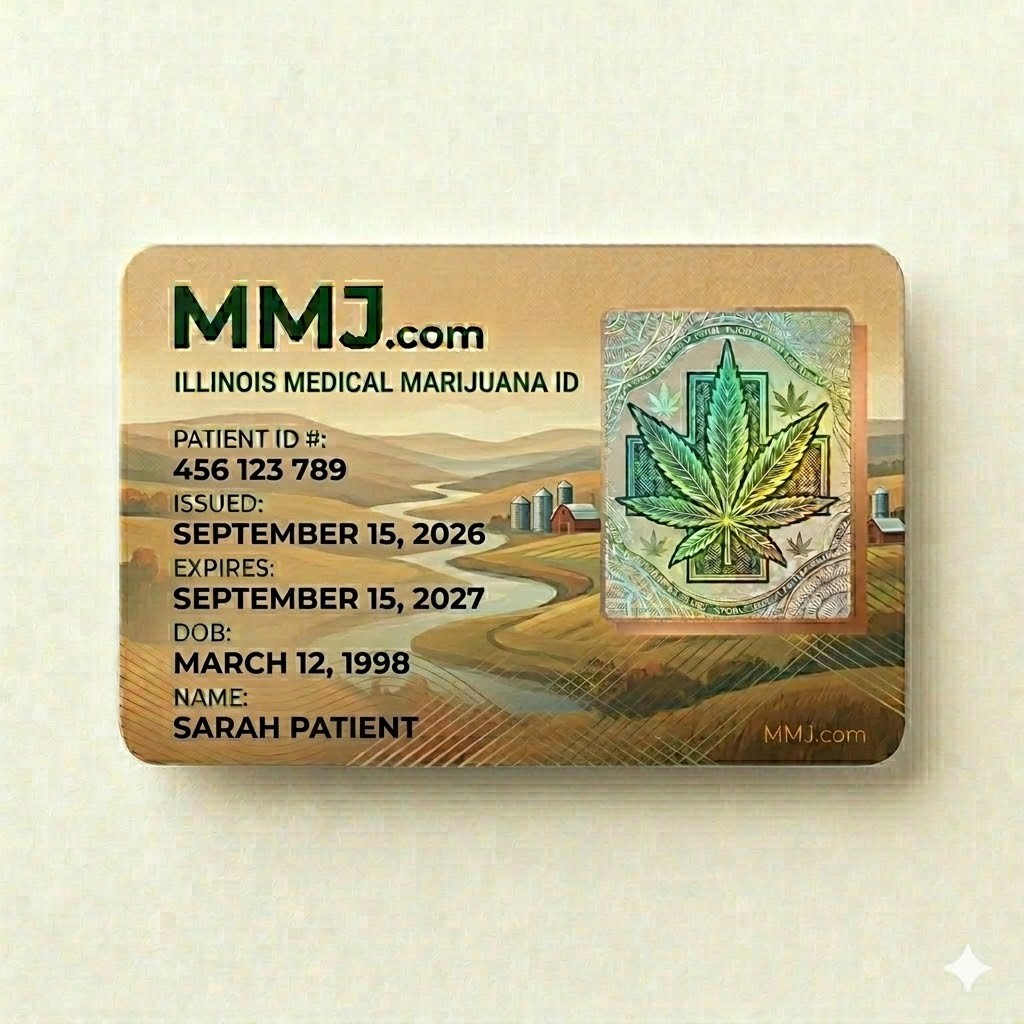 Sample illustration: Illinois medical marijuana card issued by IDPH Sample illustration: Illinois medical marijuana card issued by IDPH