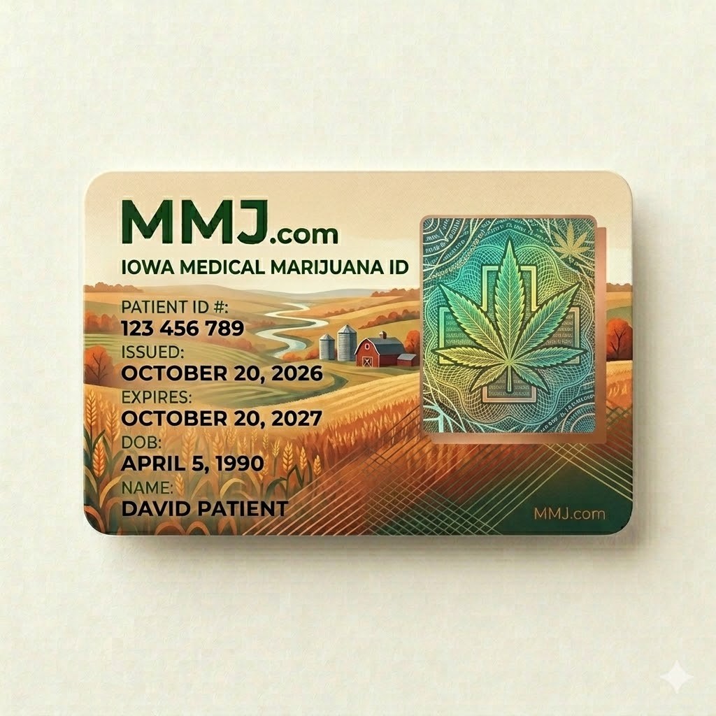 Sample illustration: Iowa medical marijuana card issued by HHS-OMC Sample illustration: Iowa medical marijuana card issued by HHS-OMC