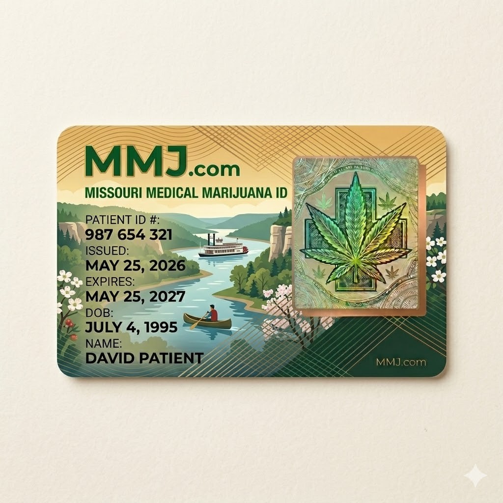 Sample illustration: Missouri medical marijuana card issued by DHSS Sample illustration: Missouri medical marijuana card issued by DHSS