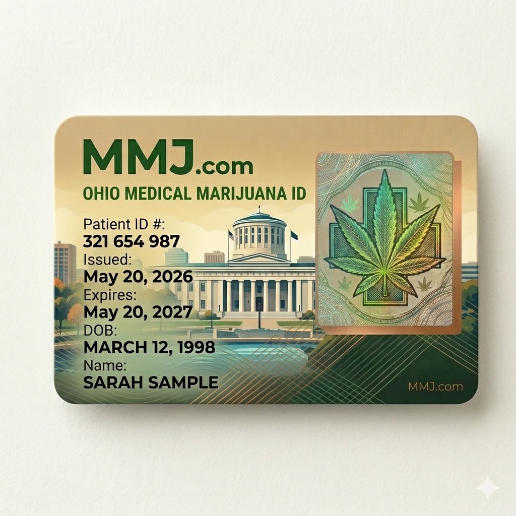 Sample illustration: Ohio medical marijuana card issued by DCC Sample illustration: Ohio medical marijuana card issued by DCC