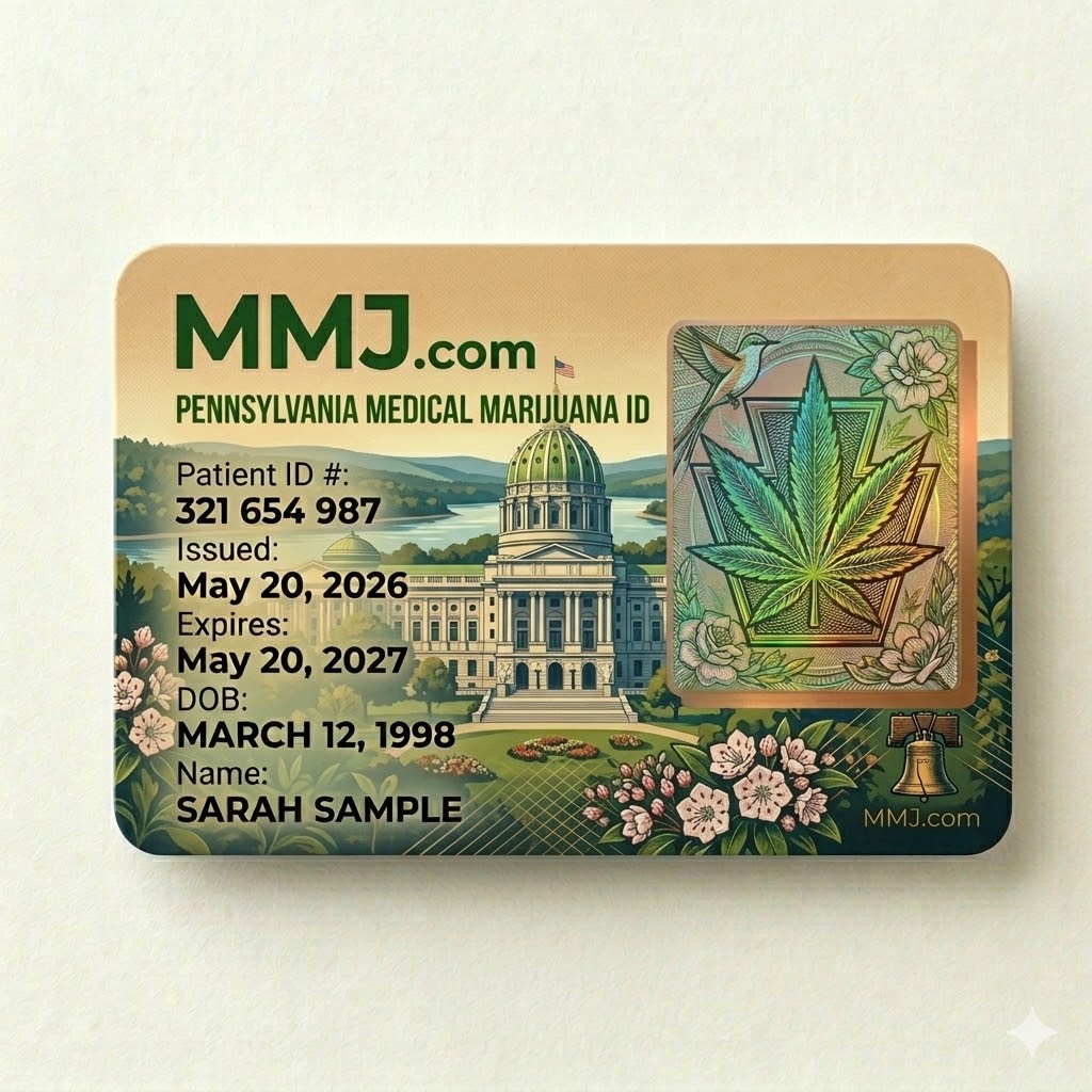 Sample illustration: Pennsylvania medical marijuana card issued by DOH Sample illustration: Pennsylvania medical marijuana card issued by DOH